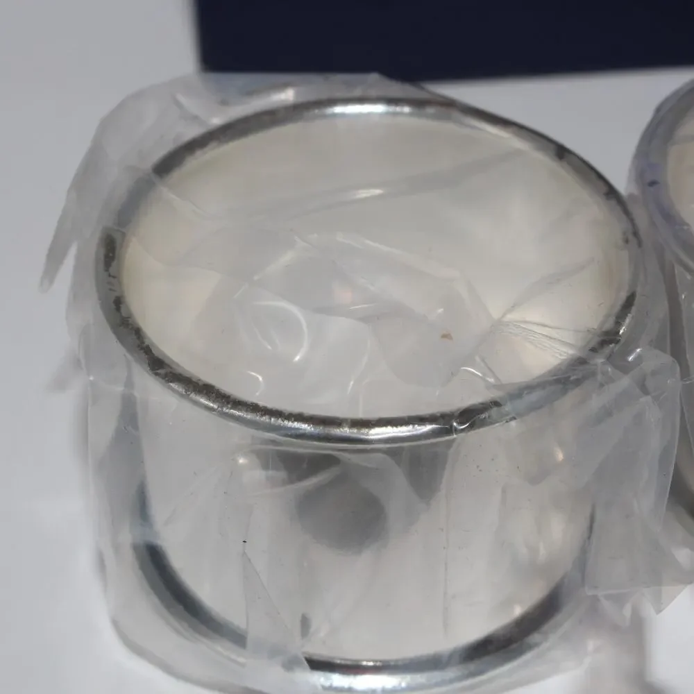 Vintage Set Of 4 Silver plate Napkin Rings Original Box Made In Japan NIB